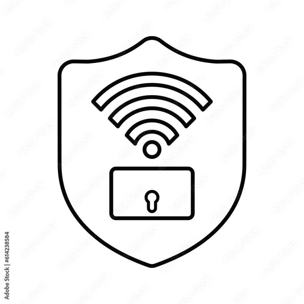 Wireless lock icon. Line, outline symbol. Wireless lock icon. Line, outline symbol.