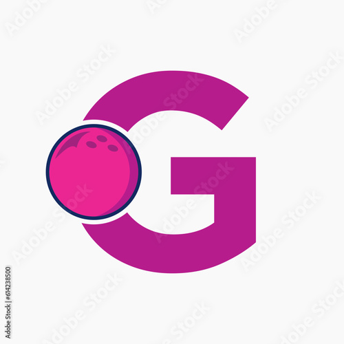 Bowling Logo Design On Letter G Concept. Bowling Sport Logotype Symbol