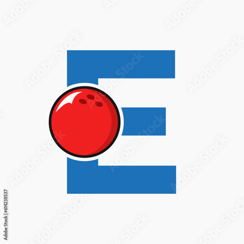 Bowling Logo Design On Letter E Concept. Bowling Sport Logotype Symbol