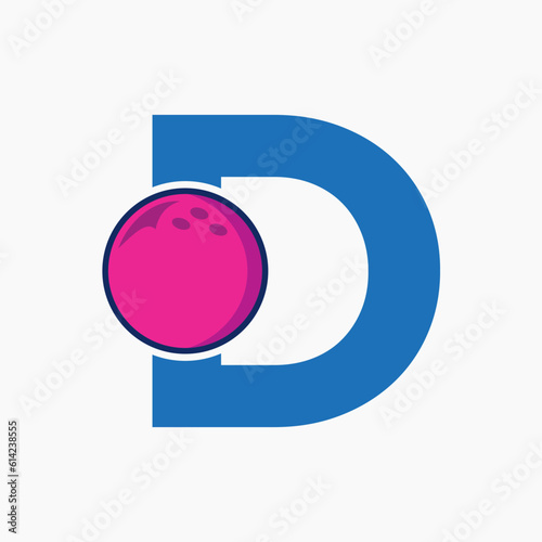 Bowling Logo Design On Letter D Concept. Bowling Sport Logotype Symbol