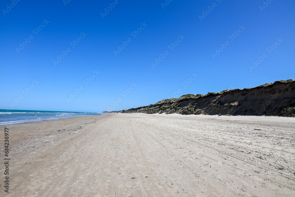 Wide sandy beach by the North Sea in northern Jutland in Denmark