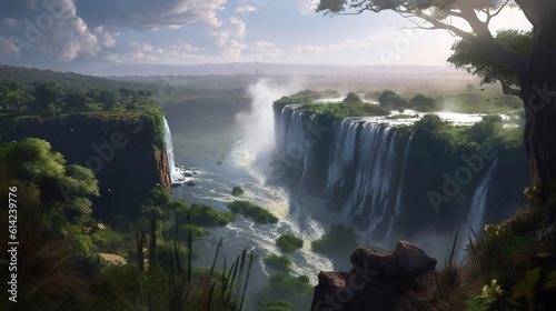 Victoria Falls Zimbabwe and Zambia. Generative Ai