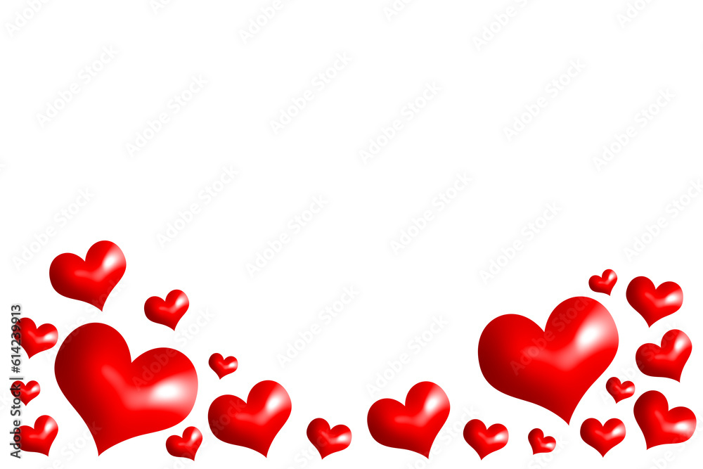 valentine red hearts on transparent background