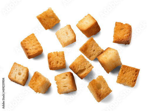 Croutons isolated on transparent or white background, png