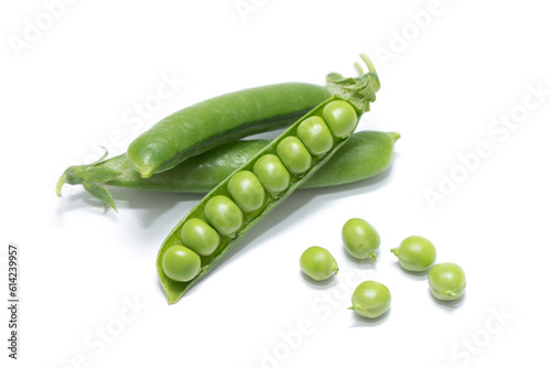 green peas on a white background
