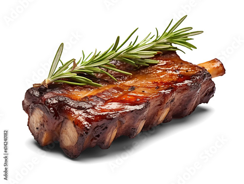 Grilled pork ribs isolated on transparent or white background, png