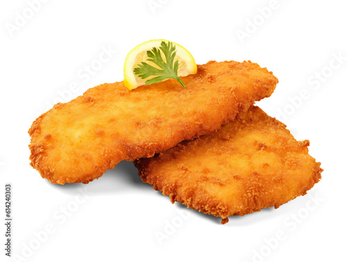Wiener schnitzel isolated on transparent or white background, png