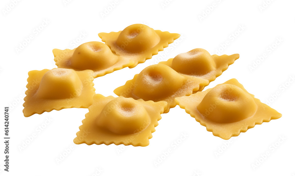 Ravioli pasta isolated on transparent or white background, png