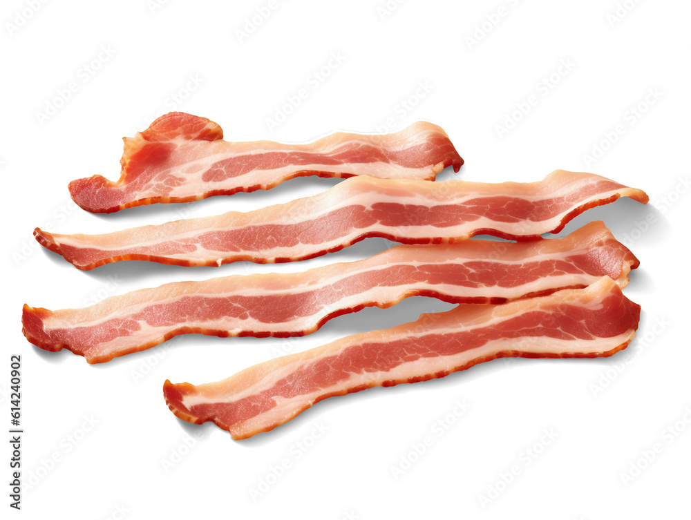 Bacon slices isolated on transparent or white background, png Bacon slices isolated on transparent or white background, png