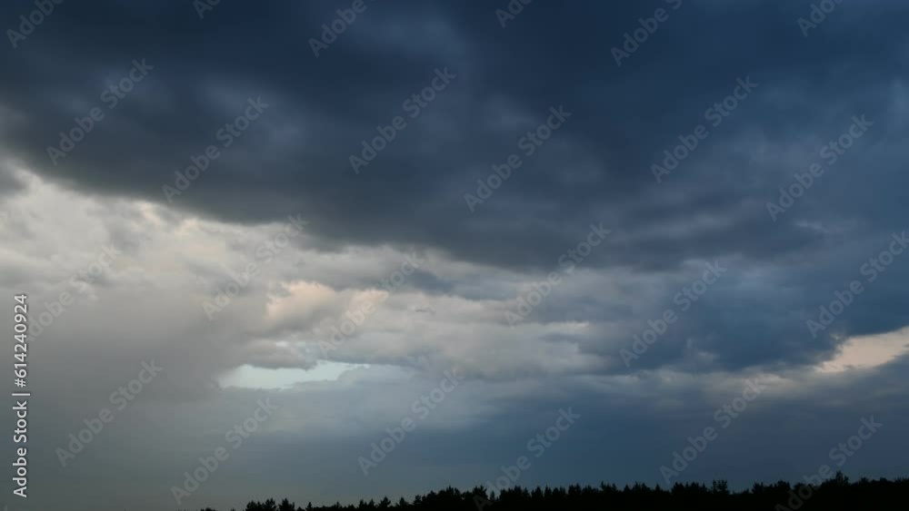 Time lapse video of dark rainy cumulus clouds moving on twilight sky. Abstract natural background. Weather forecast theme. Time lapse video of dark rainy cumulus clouds moving on twilight sky. Abstract natural background. Weather forecast theme.