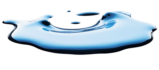 Water spill puddle and droplets isolated on transparent or white background, png