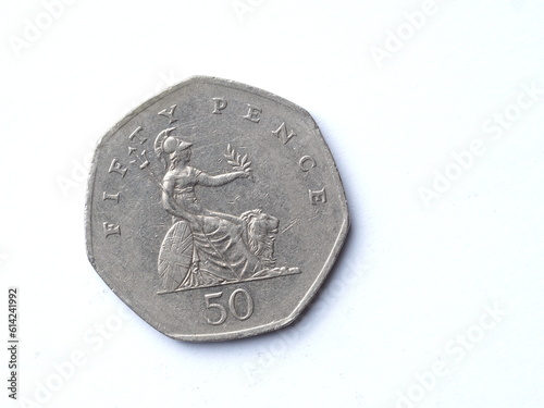 Valokuva the reverse of a 1997 English fifty pence coin that has been in circulation and
