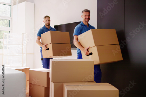 Movers Delivering Packaging Boxes