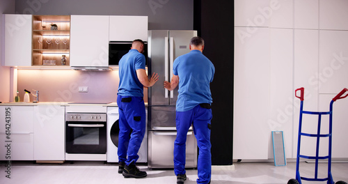 Принти на полотні Delivery And Install Of Refrigerator Appliance