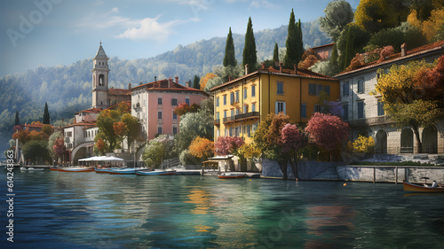 Lake Como Italy. Generative Ai photo