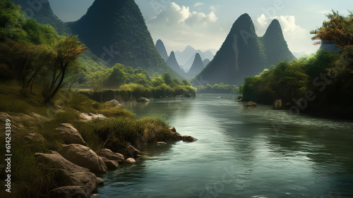 Li River China. Generative Ai © hassanmim2021