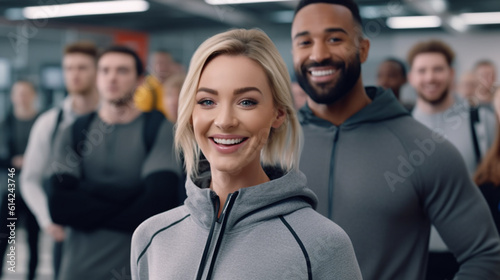 Wallpaper Mural adult woman in with group in gym, yoga sport or fitness, workout or muscle building, indoor, fictional location Torontodigital.ca