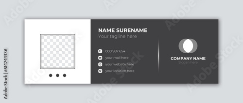 Modern elegant black and white e-mail signature design vector template.