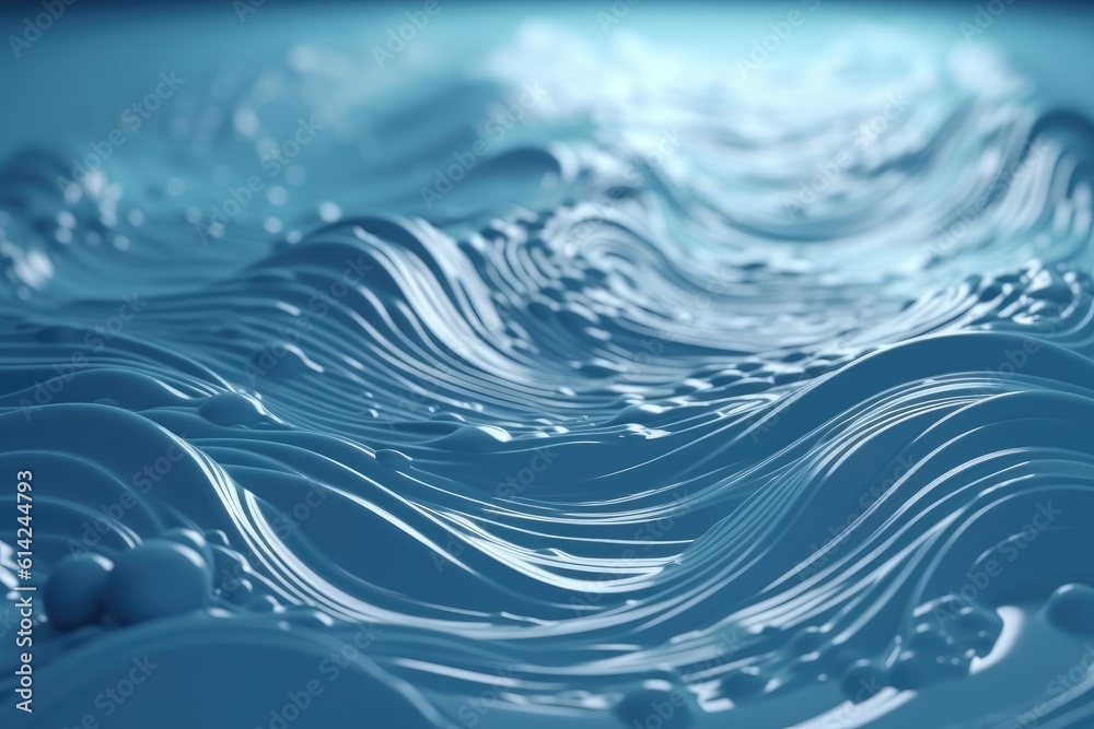 Beautiful background water texture image of natural transparent water of a bluish tint with small chaotic waves on the surface. Ai generative.