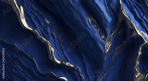 A mesmerizing blue marble background adorned with intricate lines of gold