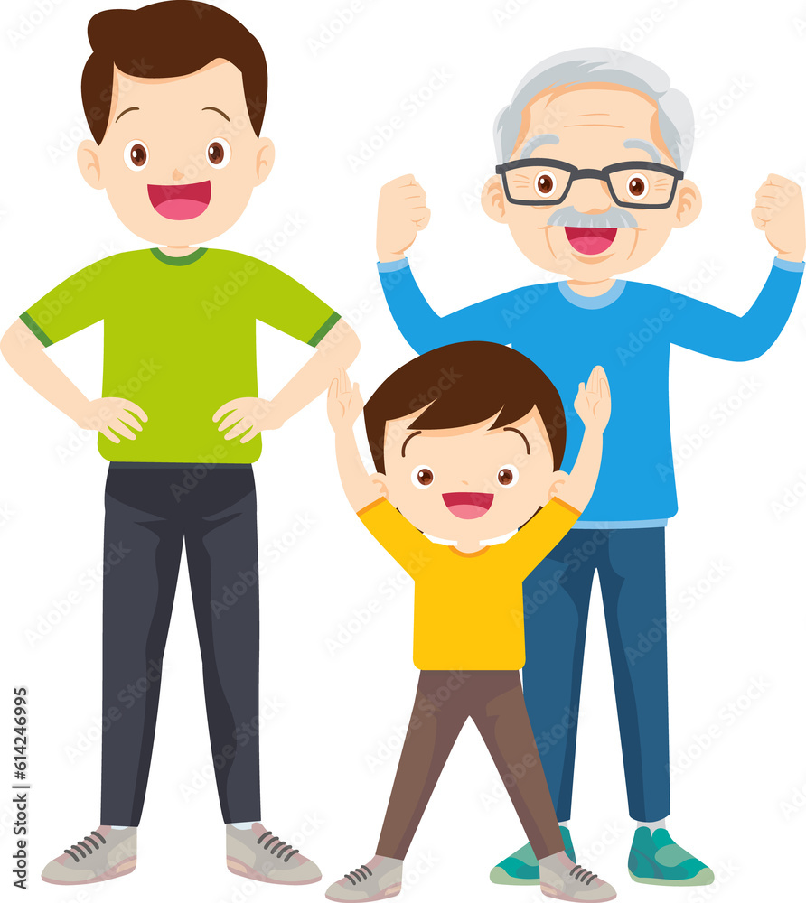 family exercising together For Good Health Grandfather grandmother father mother daughter son family exercising together For Good Health Grandfather grandmother father mother daughter son