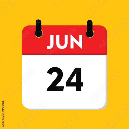 calender icon, 24 june icon with yellow background