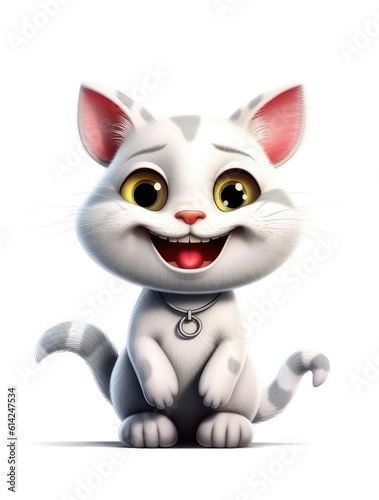 Emoticon cartoon cat mascot isolated on white background