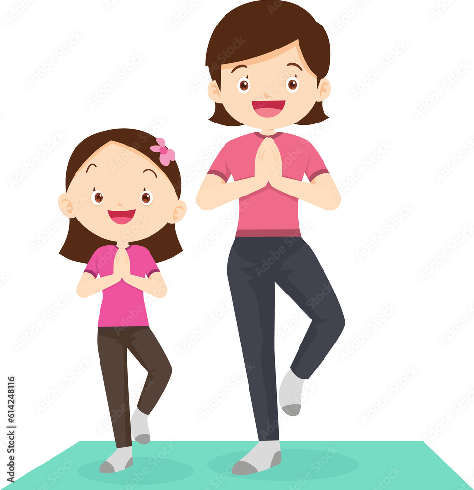 family exercising together For Good Health father mother daughter son family exercising together For Good Health father mother daughter son