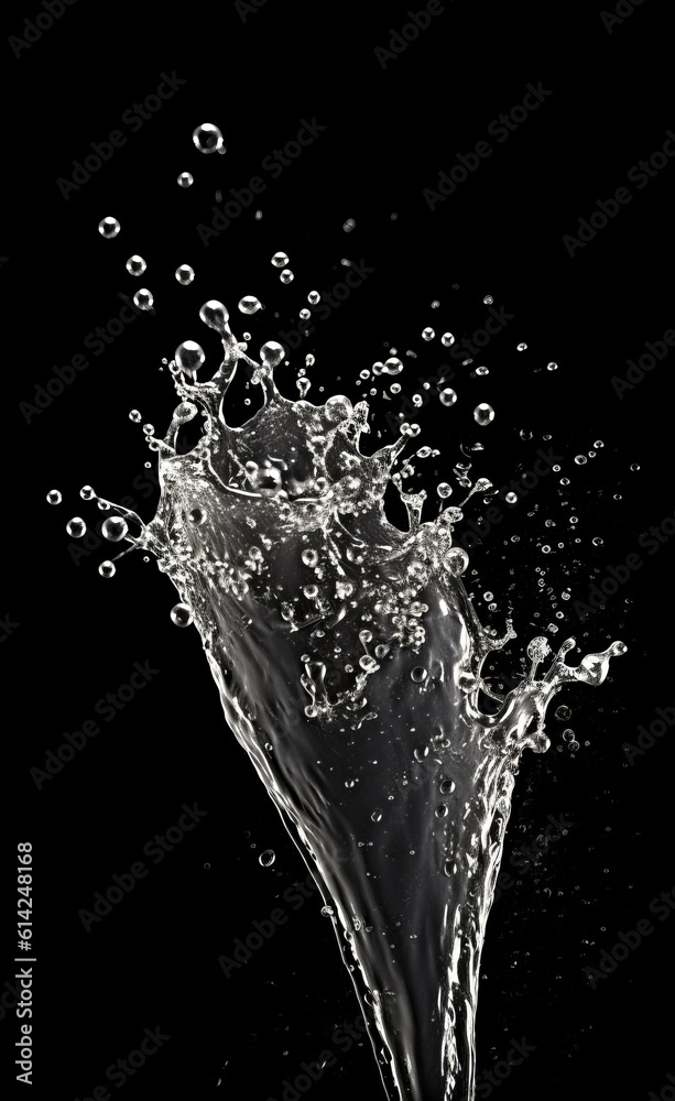 Splashes of water on a black background. Generative AI