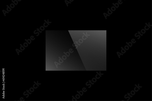 The texture of rectangle glass plate, mirror. Light effect for objects. Realistic reflection. Glass on black transparent background.	