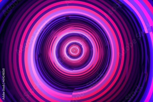 Abstract graphic design art  Geometric shapes of pink and violet neon lines create an illusionary spiral against a vibrant purple background. Generative AI