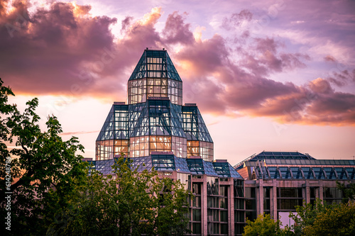 National Gallery of Canada with colourful sunset sky, Ottawa, Ontario, Canada