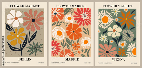 Murais de parede Set of abstract Flower Market posters