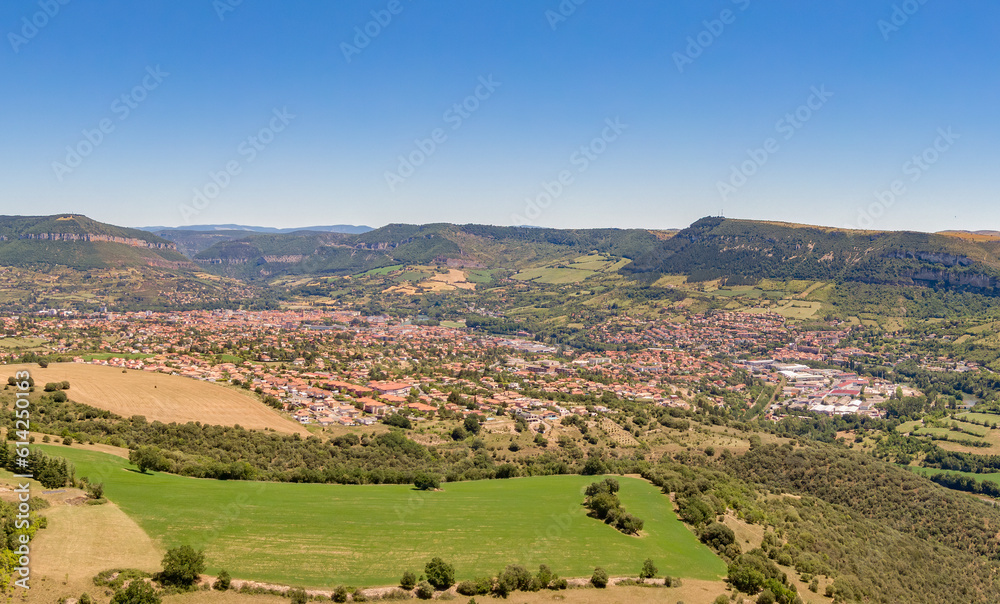 Aerial view of Millau from the viaduc