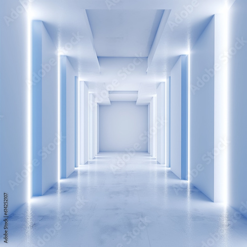 blue futuristic corridor, Generative AI