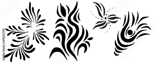 A set of beautiful tribal elements for decoration and tattoos. Vector image.