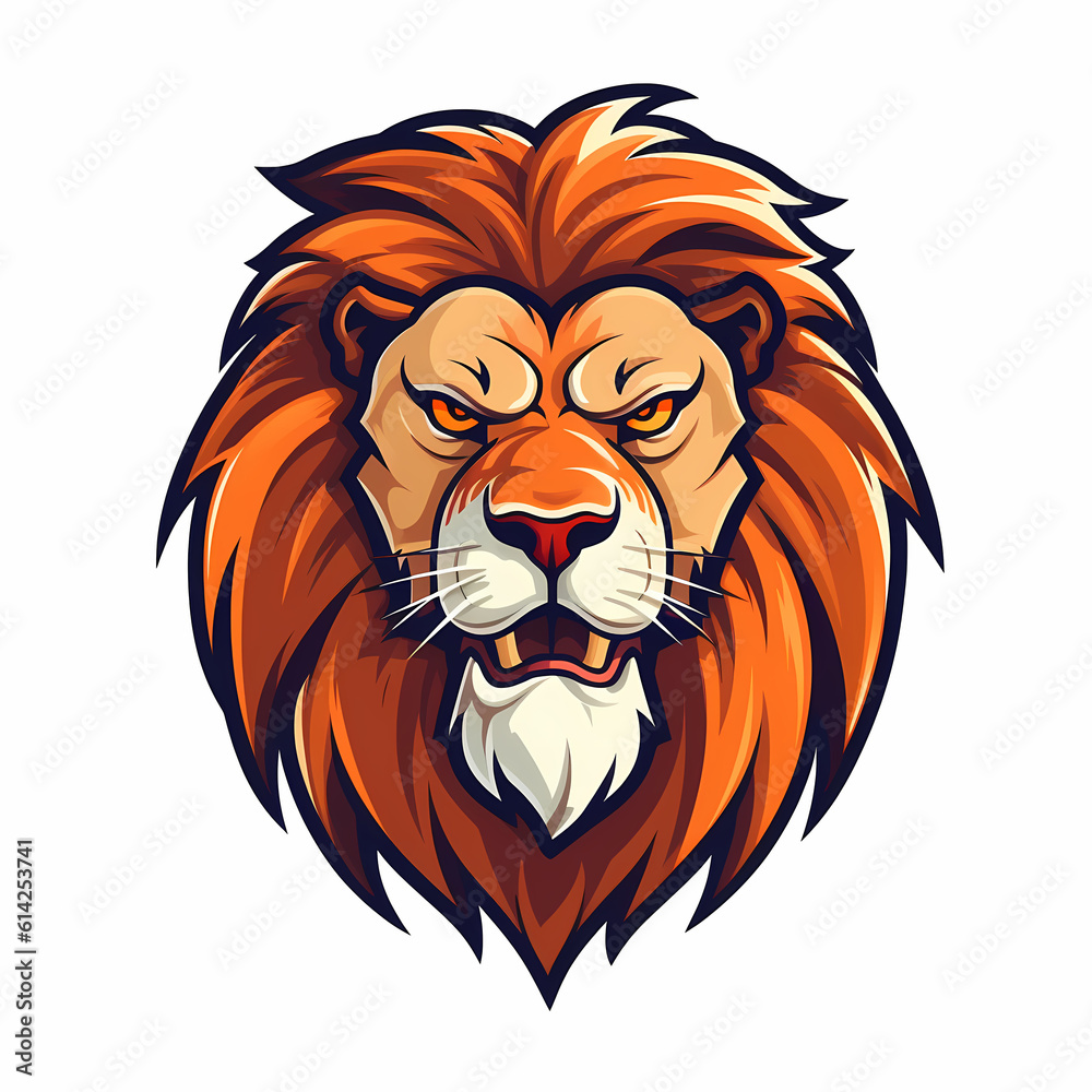 Naklejka premium Lion Head Cartoon Illustration