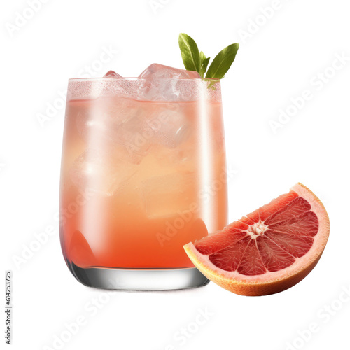 Grapefruit Paloma cocktail isolated on transparent background. Generative AI