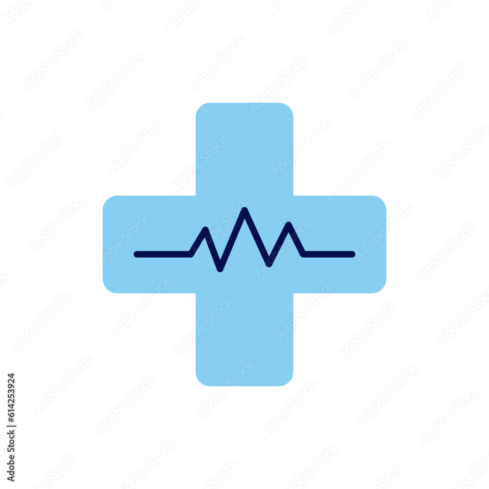 Medical Cross related vector line icon. Heartbeat. Isolated on white background. Vector illustration. Editable stroke Medical Cross related vector line icon. Heartbeat. Isolated on white background. Vector illustration. Editable stroke