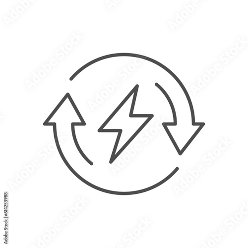 Renewable energy related vector linear icon. Recycling energy. Vector outline illustration Isolated on white background. Editable stroke