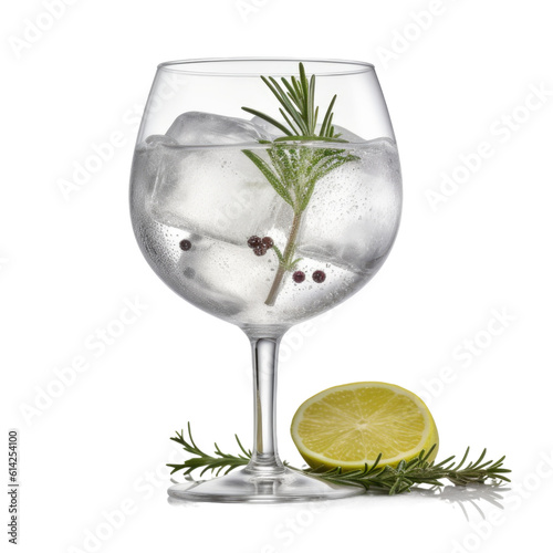Gin and Tonic cocktail isolated on transparent background. Generative AI