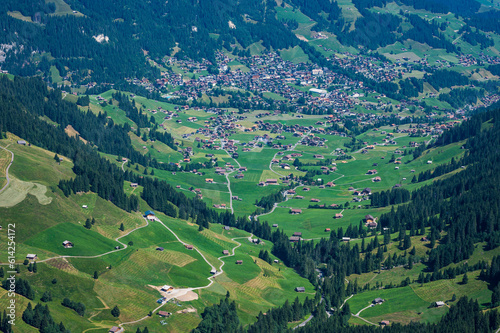 Adelboden, Switzerland - July 24, 2022 - Summer view of Adelboden village and city center