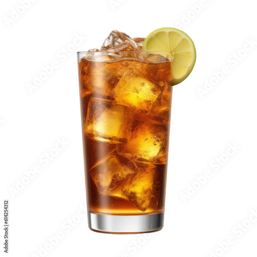 Long Island Iced Tea cocktail isolated on transparent background. Generative AI