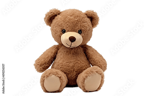 Front View of Brown Teddy Bear Isolated on Transparent Background. AI