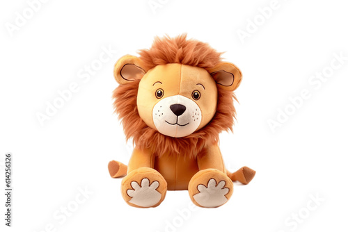 Lion Plush Toy  Up-Close Cuteness on Transparent Background. AI