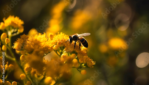 a bee on yellow in a landscape © Nilima