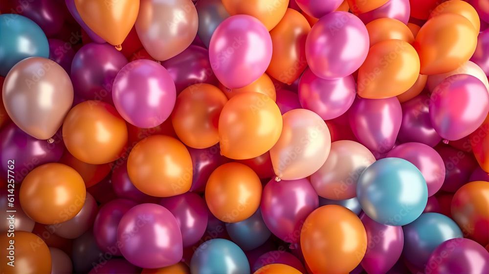 Coloured party balloons background illustration. A.I. Generated.