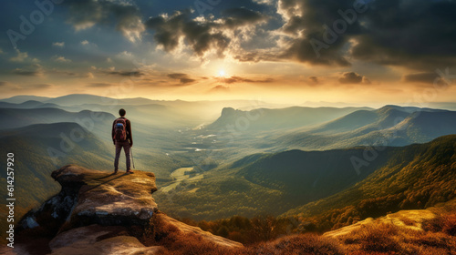 Mountain Summit Serenity: Hiker's View at the Peak © Wemerson