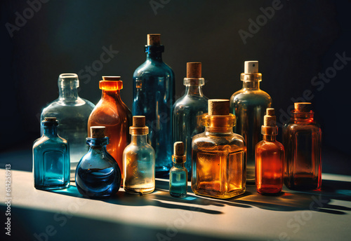 several bottles with different essential oils