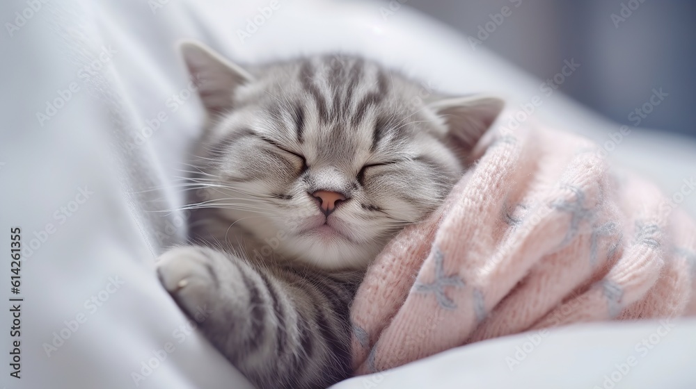 Funny cat sleeping in pajamas generative ai
